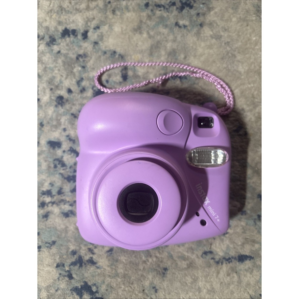 Fujifilm Instax Mini 7+ Instant Film Camera Purple w/ Wrist Strap Tested EUC